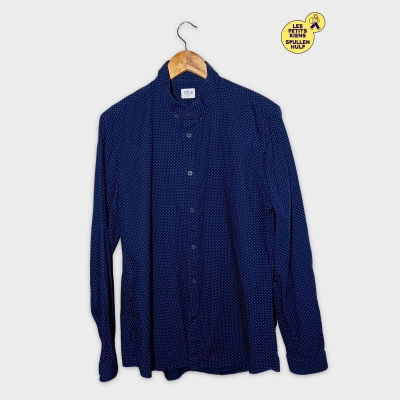 Chemise Celio Slim Pois Bleue Marine L