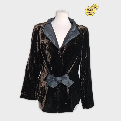 Veste Blazer Natan+ Velours Marron Noeud Noir Femme Xxl/44/16