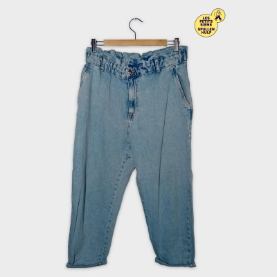 Jeans Zara Taille Haute Paperbag Bleu Clair 42