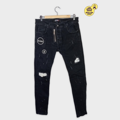 Jean Iconic Homme Destroy Effet Peinture Zippé