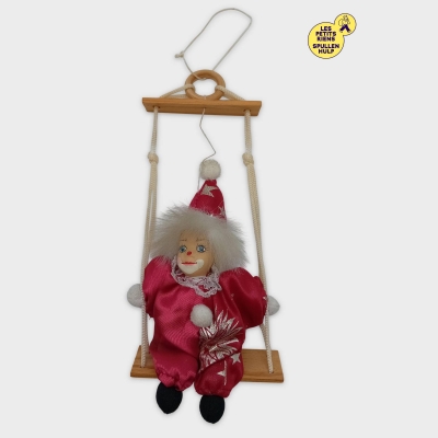 Clown Balançoire Rouge Argenté Décoration Figurine