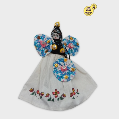 Poupée Décorative Artisanale Fleurs & Paillettes 26cm