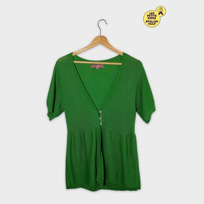 Cardigan Court Axiome Vert Pomme Manches Bouffantes S