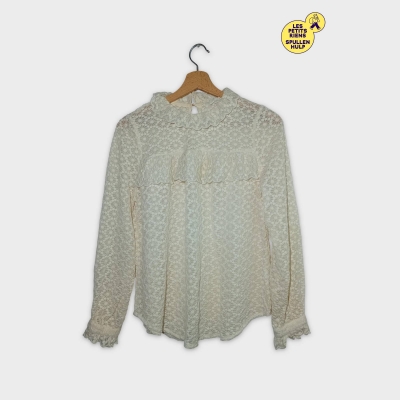 Blouse Femme Charlior Dentelle Col Montant Crème M