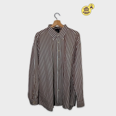 Chemise Homme Gant Rayures Marron Et Blanches Xxl