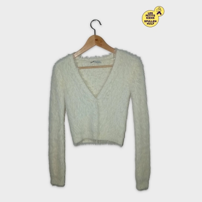 Gilet Court Zara Doux Poilu Blanc Cassé S