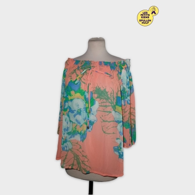 Chemisier Épaules Dénudées Vila Floral Pêche Et Bleu L