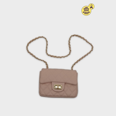 Sac Bandoulière Matelassé Rose Chaîne Dorée Taille Unique