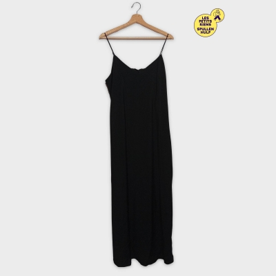 Robe Longue Noire À Fines Bretelles La Redoute Collections