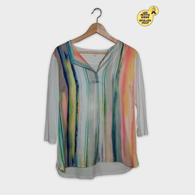 Haut Gigue Manches Longues Motif Abstrait Multicolore M
