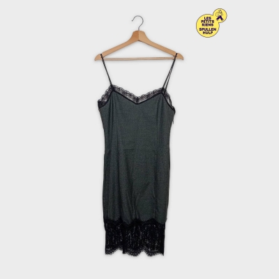 Robe Nuisette Trafaluc Zara Dentelle Noire L