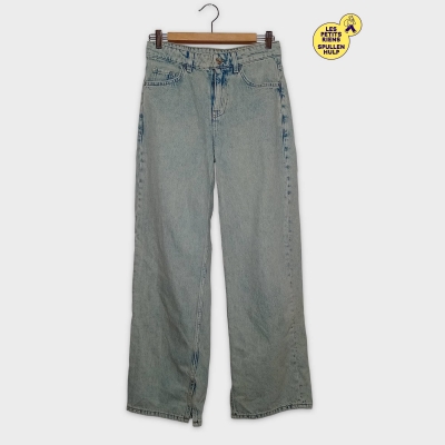 Jean Droit Acid Wash Zips M Gros Grøy