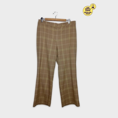 Pantalon Atmosfashion Carreaux Beige Jaune