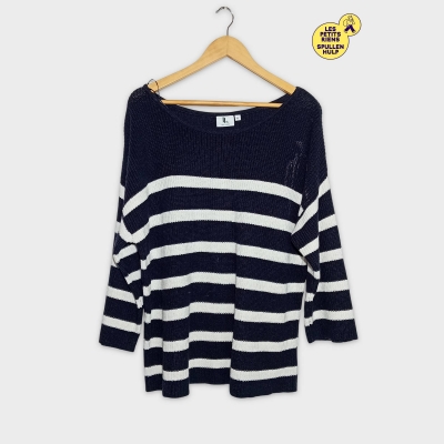 Pull Marinière Linea Loresi Bleu Marine Blanc Xl
