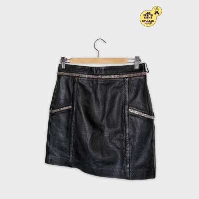 Jupe Courte En Cuir Noir Mango L/40/12