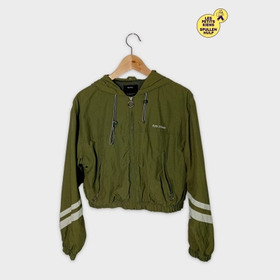 Bomber Bershka Kaki Rayures Blanches Femme M