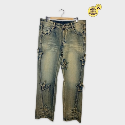 Jean Homme W36 Délavé À Découpes Étoiles Womwe