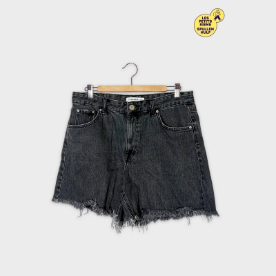 Short Jean Pull&bear Gris Délavé Taille Haute Xl