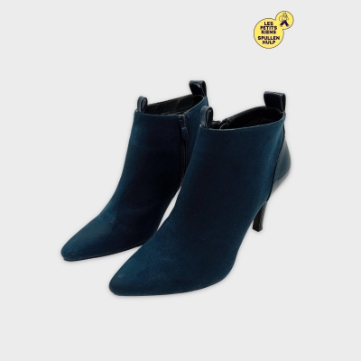 Bottines Talons Aiguilles Bleu Marine Suédine/cuir Gb Grands Boulevards 39