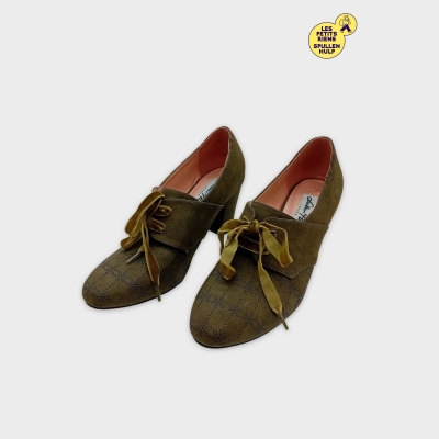 Chaussures À Talons Lulu Hsin London Daim Vert Kaki 36