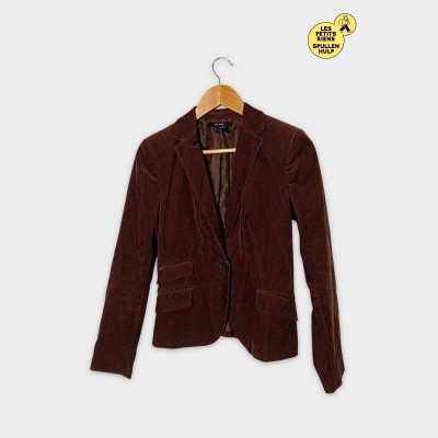 Veste Blazer Zara Basic Velours Côtelé Marron Femme M