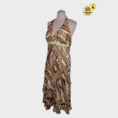 Robe Longue Bohème Marron Et Beige Signature By Sangria