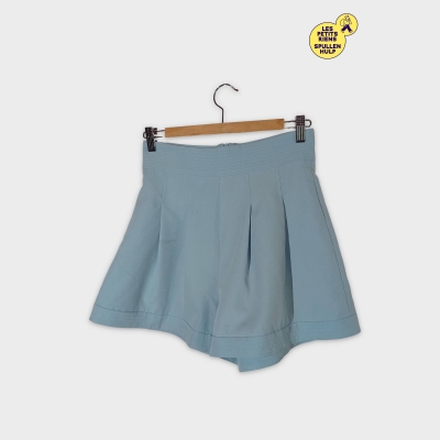 Short Plissé Bleu Ciel Herbe Verte M