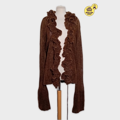 Gilet Boléro Marron Volants Manches Longues Chine