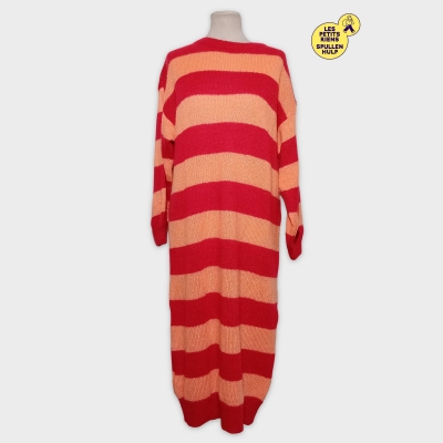 Pull Long Rayé Mohair Ggluxe Paris Rouge Orange Neuf T5373