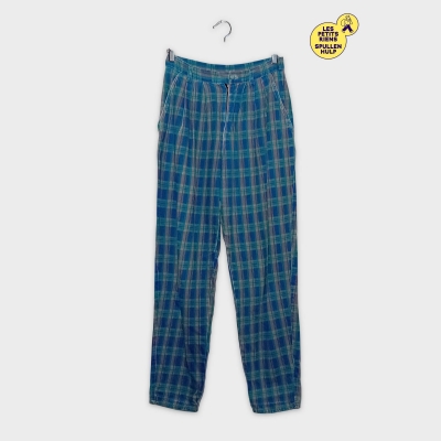 Pantalon À Carreaux Street One M/38/10 Bleu Et Vert Vintage