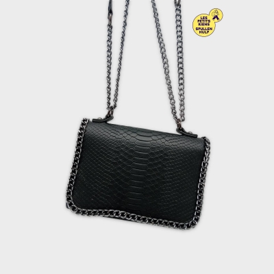 Sac Bandoulière Gallantry Noir Imitation Serpent Chaîne