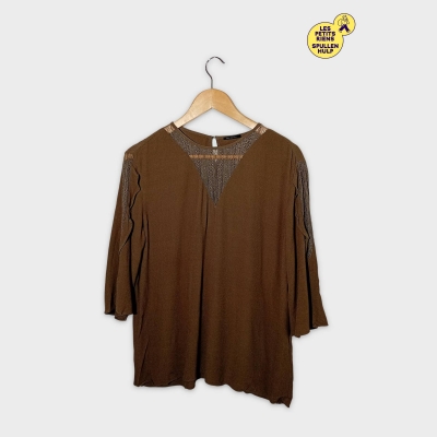Blouse Ikks Women Marron Kaki Dentelle L