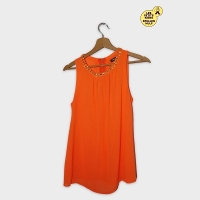 Blouse Fluide Orange Fluo Col Orné Bisou's Project M