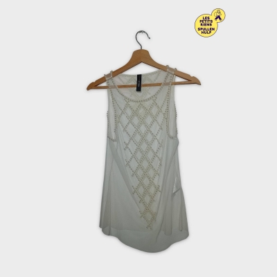 Top Transparent Marccain À Perles Ivoire S