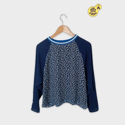 H&m Top Manches Longues Imprimé Floral Bleu Marine