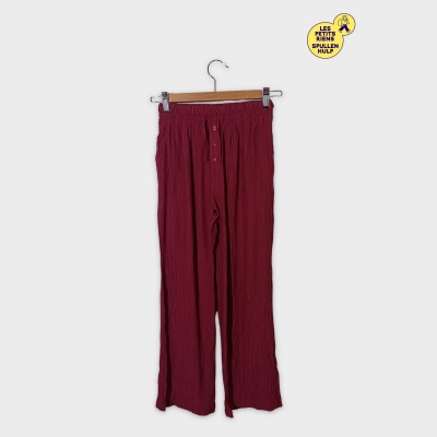 Pantalon Fille Zara Bordeaux Froissé Taille 12 Ans