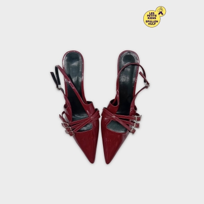 Escarpins Vernis Rouge À Brides Y2k