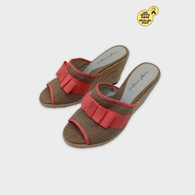 Mules Compensées Mellow Yellow Espadrille Corail Et Beige T.39