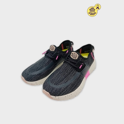 Baskets Slip-on Hey Dude W Sport Stripe Noires & Roses Taille 37