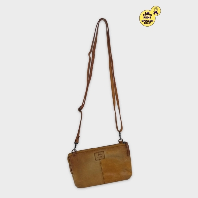 Petit Sac Bandoulière Bear Design Cuir Camel