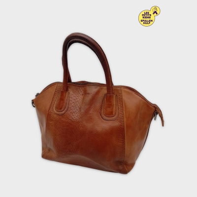 Sac À Main Cuir Marron Burkely Effet Reptile
