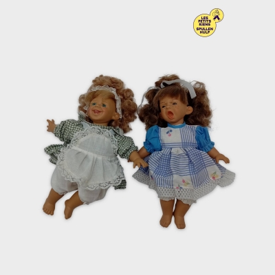 Deux Poupées Vintage En Tenue Champêtre B722