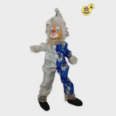 Poupée Clown Décorative Style Rétro Bleue Et Or