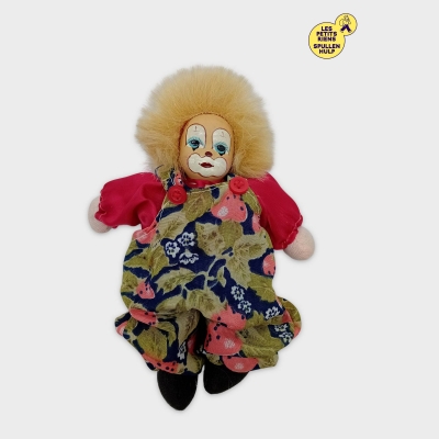 Poupée Clown Vintage Multicolore Cheveux Jaunes
