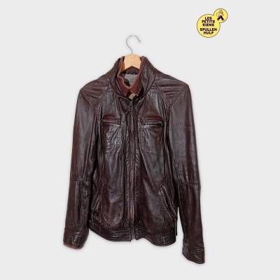 Blouson Veste Cuir Marron Oakwood Homme M