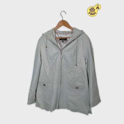 Blouson En Cuir À Capuche Sureyya Leather Gris M