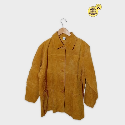 Veste Blazer Croute De Cuir Camel Vintage Femme T5510