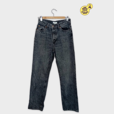 Jean H&m Délavé Noir Coupe Droite Taille 38
