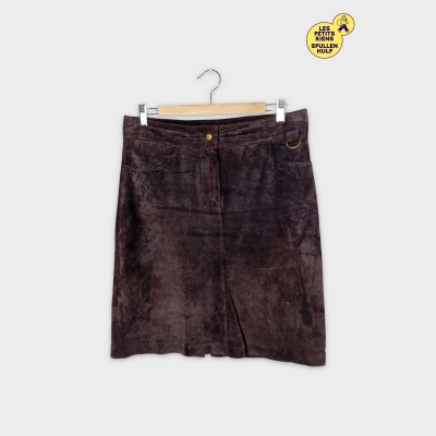 Jupe En Cuir Marron Isaco Fashionwear M