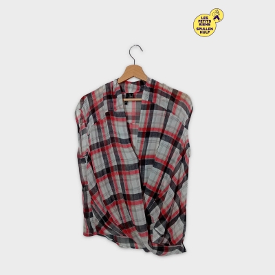 Blouse Sans Manches Transparente À Carreaux Mango S/36/8